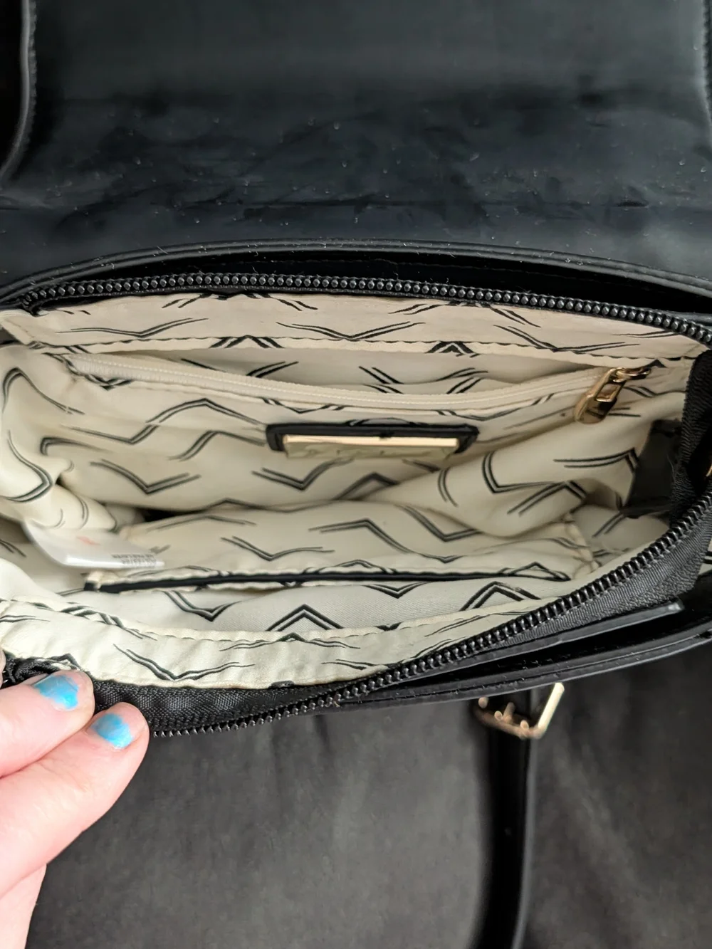 Moda Luxe Black Crossbody Saddle Bag with Woven Detail